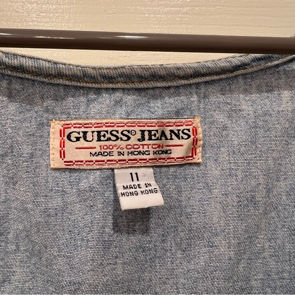 Vintage Guess Denim Midi Dress Button Down Sleeveless Y2K Western Boho Indie - Picture 4 of 7